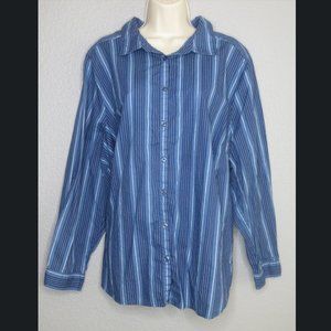 Roaman’s Blue Stripe Button-Down 26W - LIKE NEW!